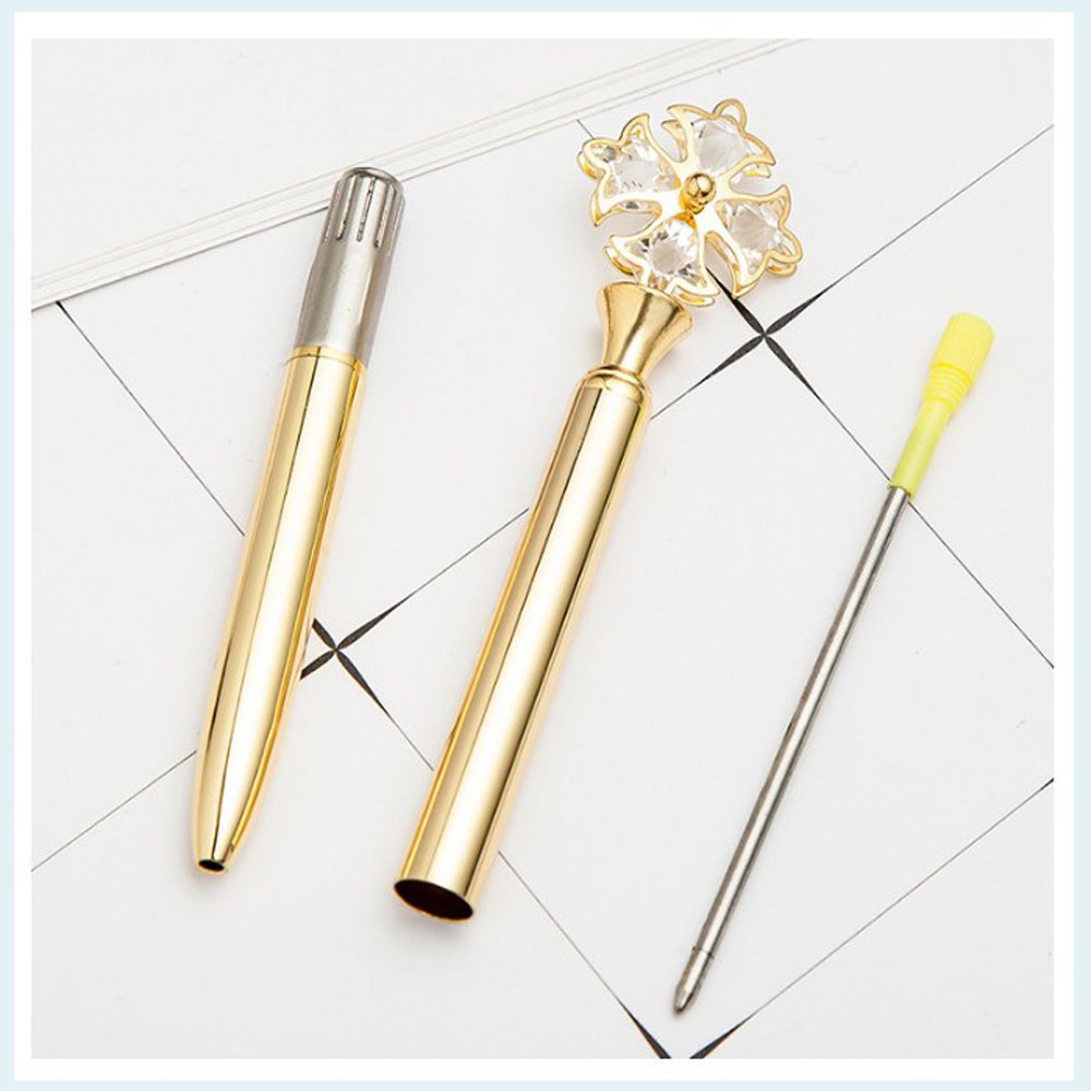 Flower shape Crystal Diamond Pens Bling Rhinestones Metal Ballpoint Pens Black Ink for School Office