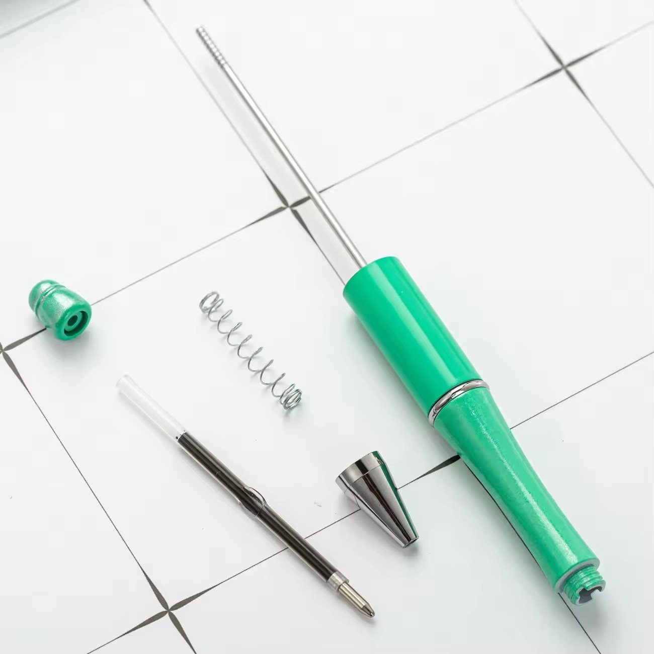Plastic Ballpoint Shaft Black Ink Beaded Ball Point Pens DIY Making Gift Kids Students Office School Supplies