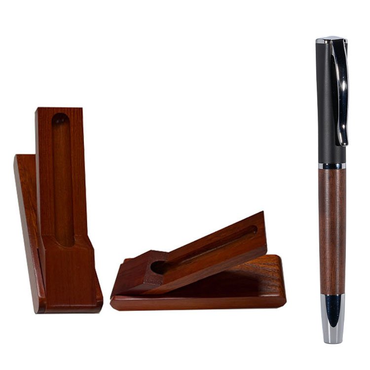 High Quality Cool Natural Wood Luxury Walnut Wooden 0.5mm Ballpoint Pen with Box Set for Gifts