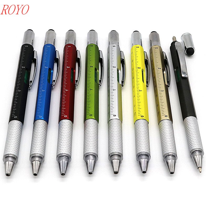 Hot Sale Promotional 6 In 1 Multifunction Tool ball Pen Screwdriver Ruler Level Touch Stylus Ballpoint Pen