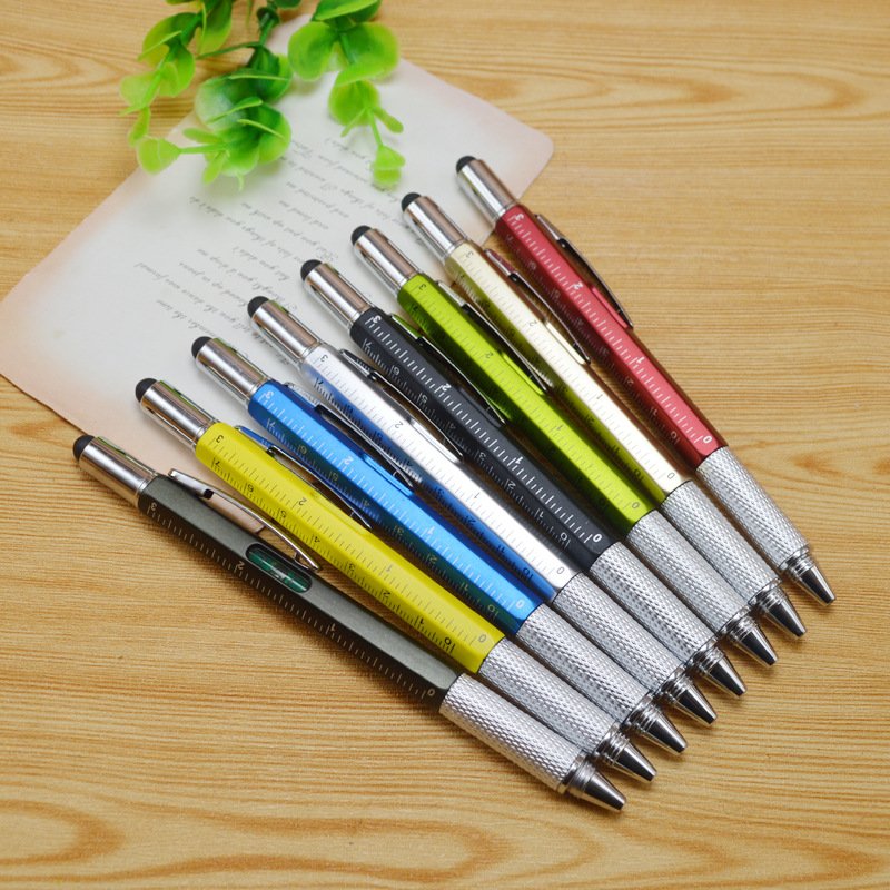 Hot Sale Promotional 6 In 1 Multifunction Tool ball Pen Screwdriver Ruler Level Touch Stylus Ballpoint Pen