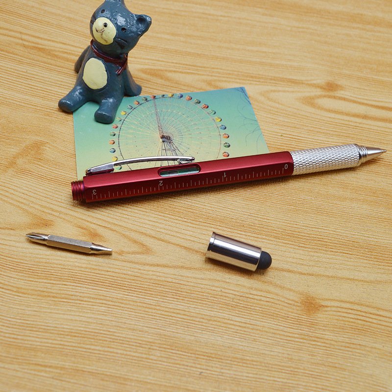 Hot Sale Promotional 6 In 1 Multifunction Tool ball Pen Screwdriver Ruler Level Touch Stylus Ballpoint Pen