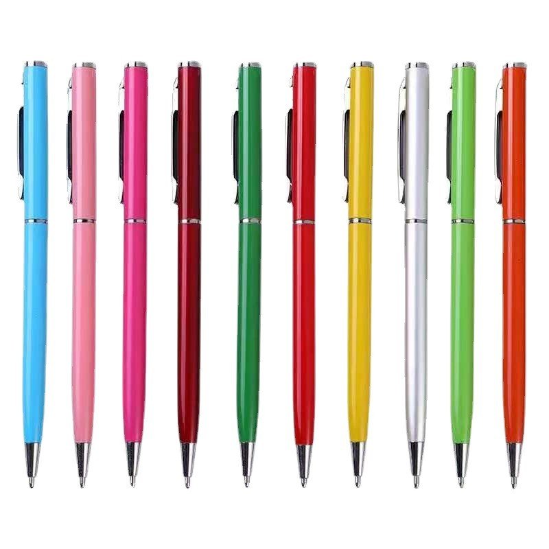 Promotional 1.0 MM Black Blue Red Medium Point Smooth Writing Pens Office School Metal Ballpoint Ball