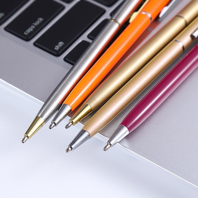 Promotional 1.0 MM Black Blue Red Medium Point Smooth Writing Pens Office School Metal Ballpoint Ball
