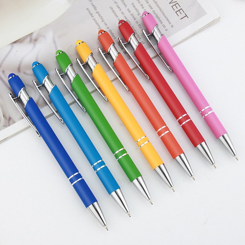 Advertising pen touch Maggi Pen push aluminum rod activity promotion spray metal touch screen ballpoint pen can print logo