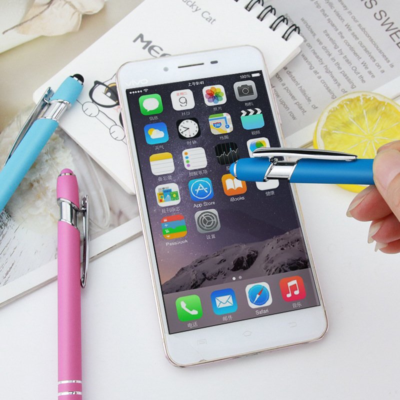 Advertising pen touch Maggi Pen push aluminum rod activity promotion spray metal touch screen ballpoint pen can print logo