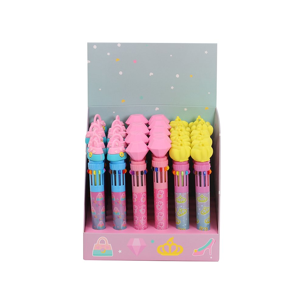 Kids Stationery Cheap Wholesale Beautiful Diamond Crown Handbag Shaped Silicone Multicolor Ballpoint Pen 10 Color Pen