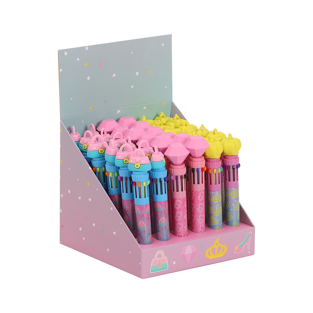 Kids Stationery Cheap Wholesale Beautiful Diamond Crown Handbag Shaped Silicone Multicolor Ballpoint Pen 10 Color Pen