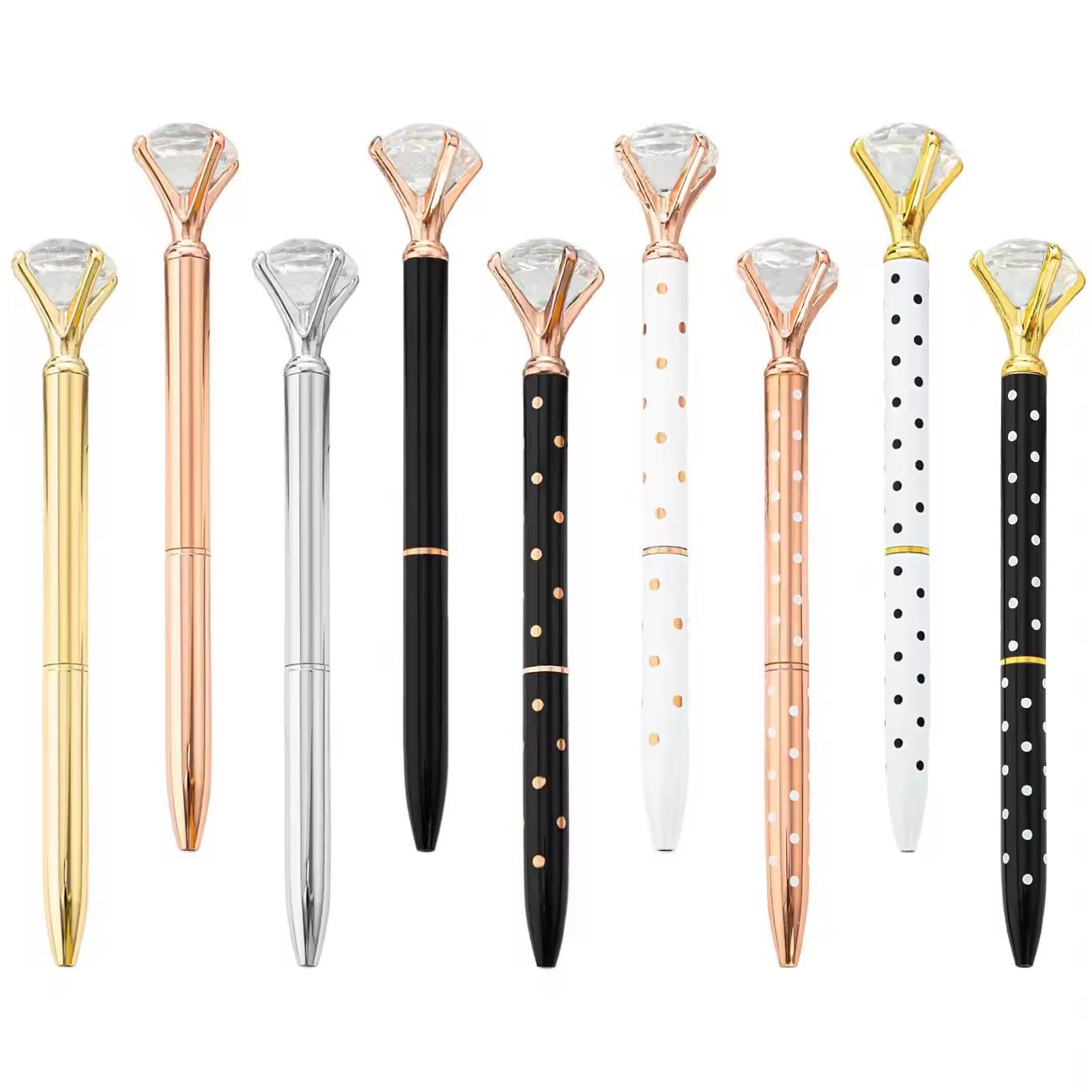 Luxury Customized Logo Crystal Crown Metal Big Diamond Ballpoint Pens vip Gift Pen With Diamond On The Top