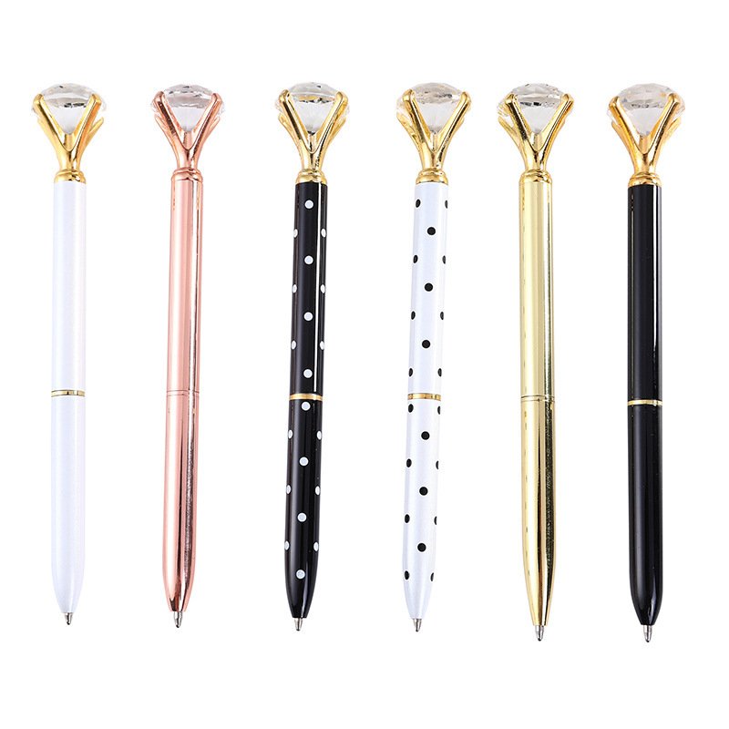 NO MOQ Diamond 0.5mm Metal custom pens logo printed cute Ballpoint Pens
