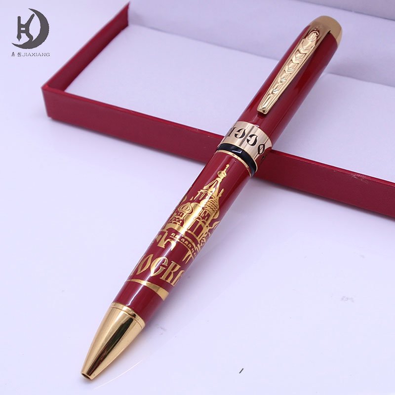 Luxury Fancy custom pen body design executive souvenir gift writing pen special etching engraving red metal ballpoint pen