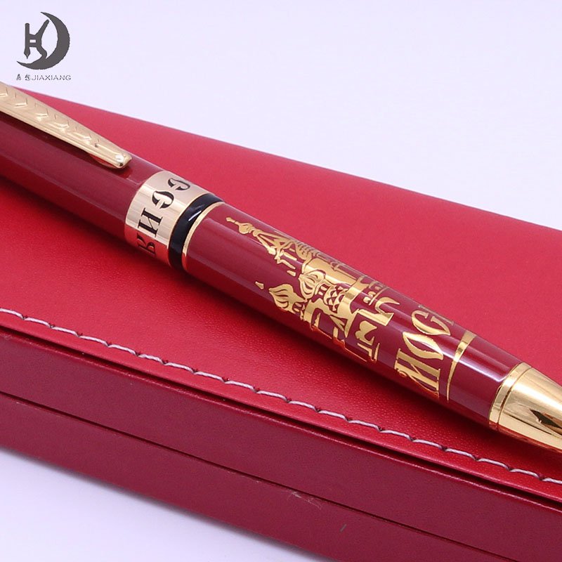 Luxury Fancy custom pen body design executive souvenir gift writing pen special etching engraving red metal ballpoint pen