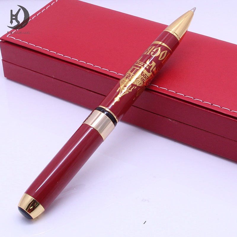 Luxury Fancy custom pen body design executive souvenir gift writing pen special etching engraving red metal ballpoint pen