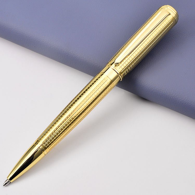 Wholesale heavy metal business gift pen gold silver rose gold embossed ballpoint pen high quality custom logo ballpoint pen