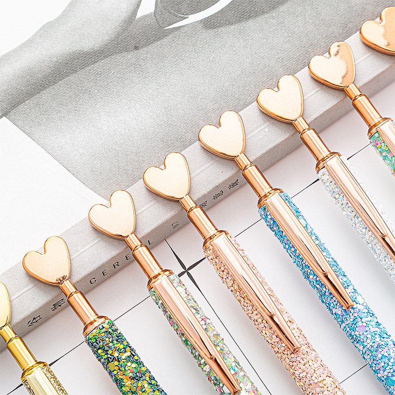 Pretty Cute Pens Bling Glitter Ballpoint Pen Metal Barrel Retractable Writing Journaling Pen for Women Girl