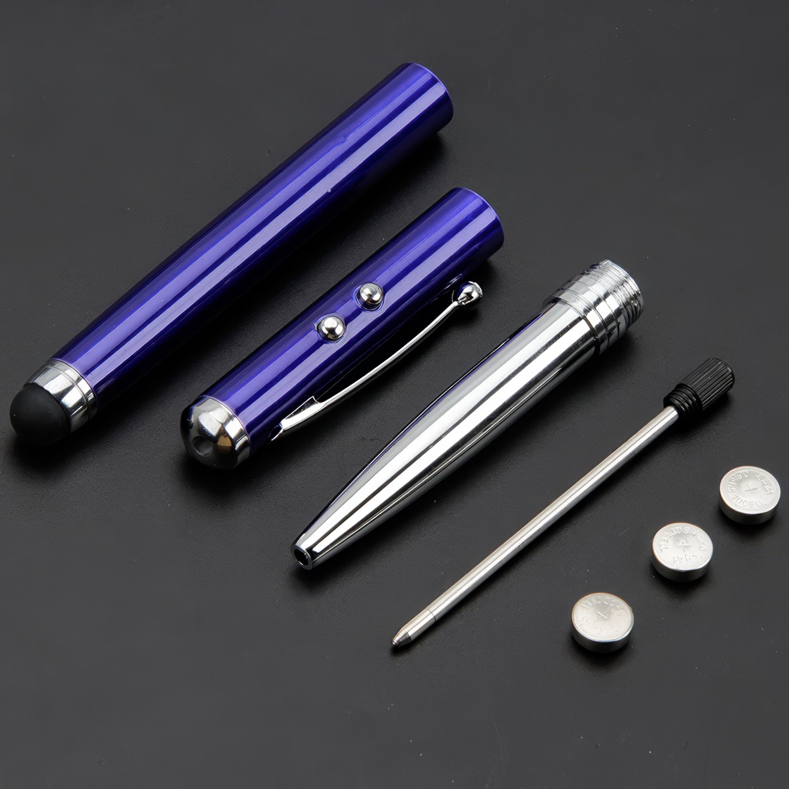 Multifunction 4-in-1 Metal Ballpoint Pen with Laser Pointer Stylus Flashlight Custom Logo 1.0mm Writing for Gifts Promotions