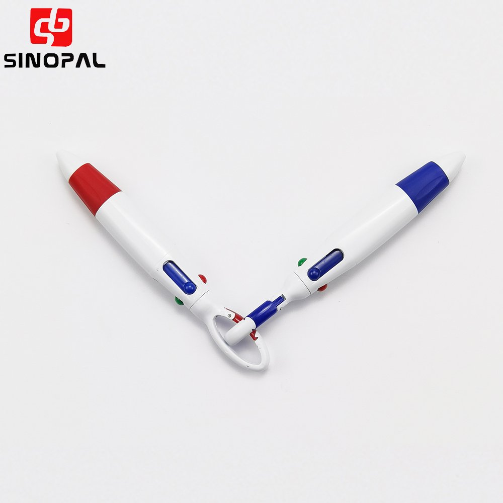 Hot sell Multicolor Ballpoint Pens 4-in-1 Retractable Ballpoint Pens with keychain