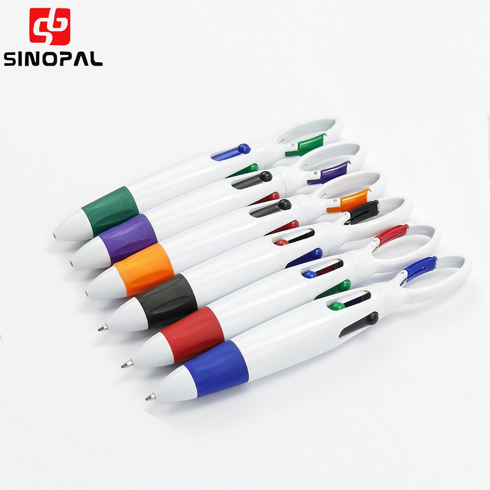 Hot sell Multicolor Ballpoint Pens 4-in-1 Retractable Ballpoint Pens with keychain