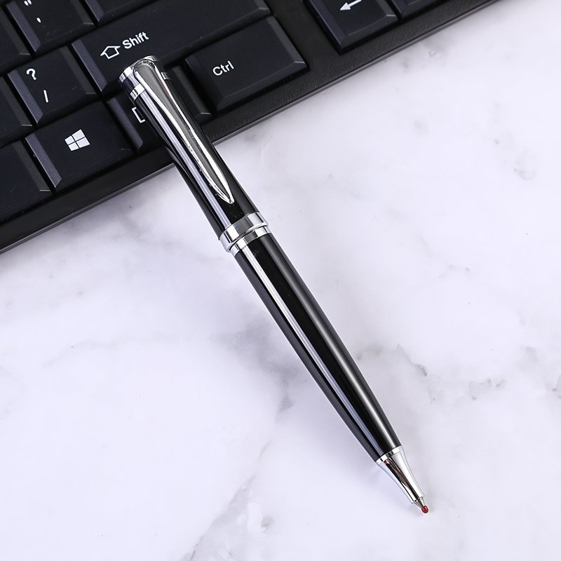 Luxury Black Pen High Quality Popular Custom Logo Twist Silver Metal Ball Pen