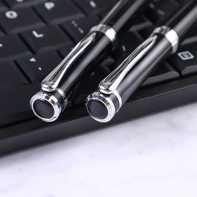 Luxury Black Pen High Quality Popular Custom Logo Twist Silver Metal Ball Pen