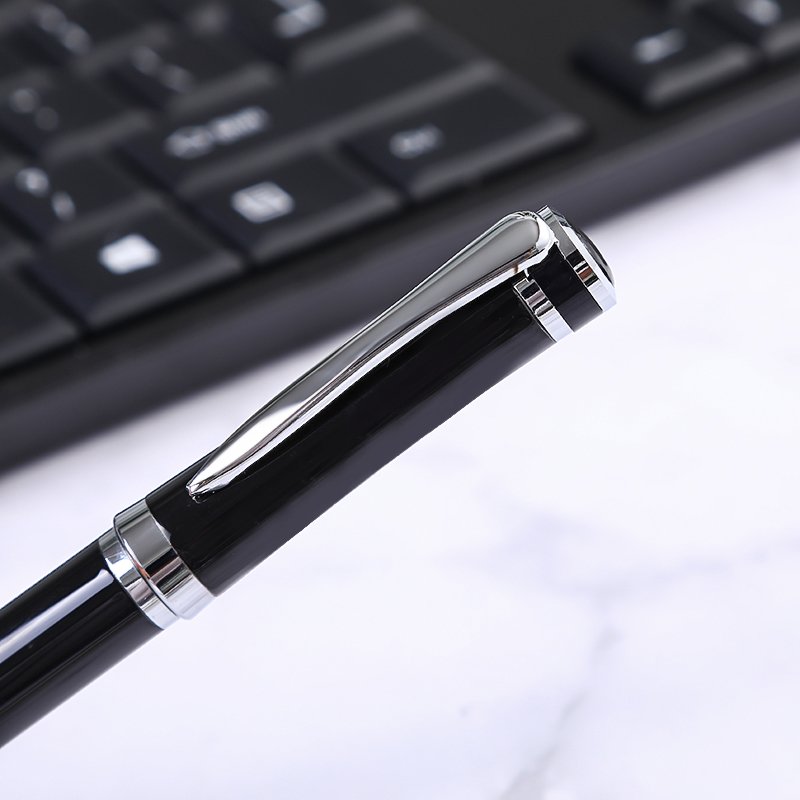 Luxury Black Pen High Quality Popular Custom Logo Twist Silver Metal Ball Pen