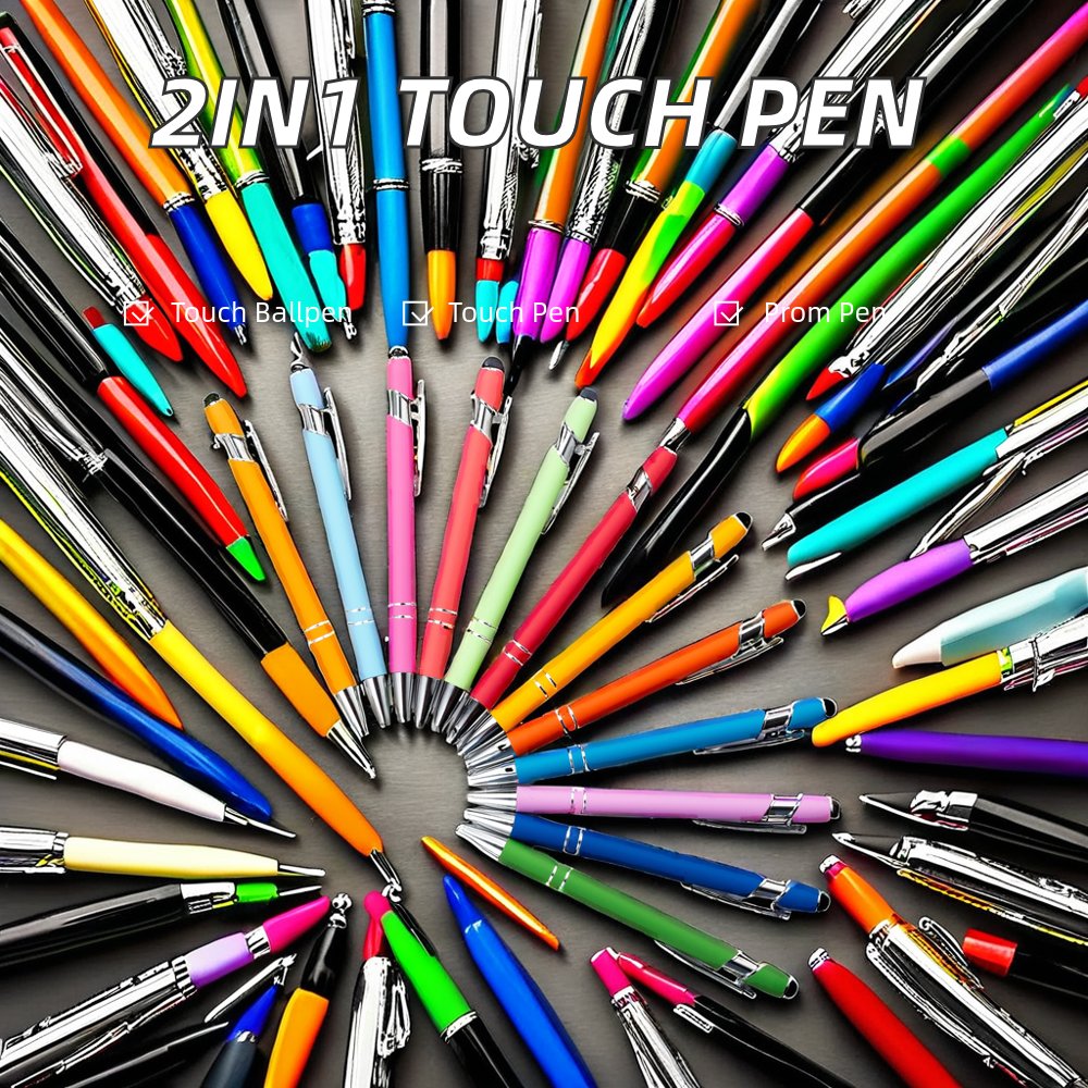 Custom Logo 2-in-1 Stylus Ballpoint Pen 1.0mm Writing Width Soft Touch Capacitive Screen & Metal Ballpoint for Promotions Gifts