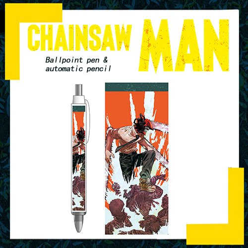 5 designs Anime Chainsaw Man Gel Pen Ballpoint cartoon banner pens built-in inlay paper ball pen