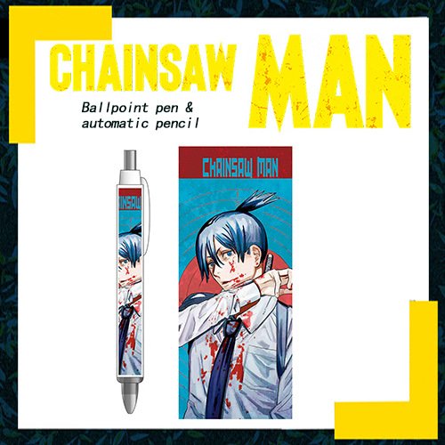 5 designs Anime Chainsaw Man Gel Pen Ballpoint cartoon banner pens built-in inlay paper ball pen