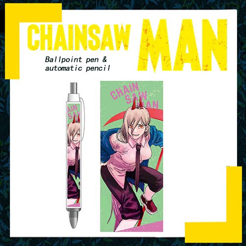 5 designs Anime Chainsaw Man Gel Pen Ballpoint cartoon banner pens built-in inlay paper ball pen