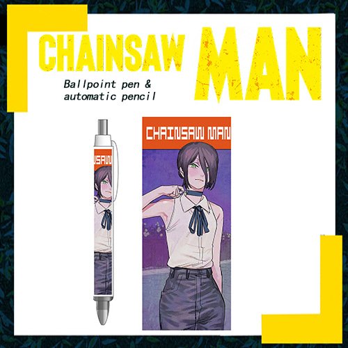 5 designs Anime Chainsaw Man Gel Pen Ballpoint cartoon banner pens built-in inlay paper ball pen