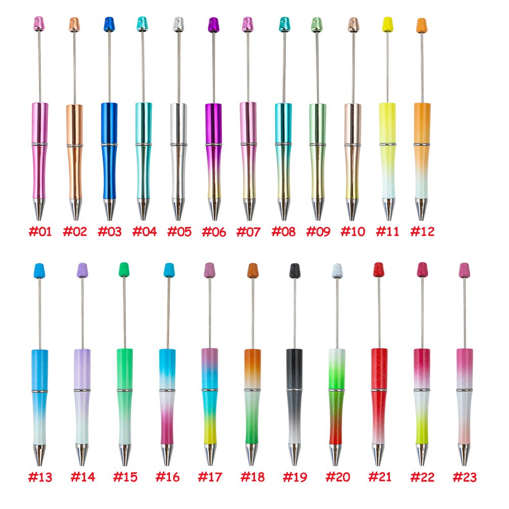 Hot Sale Personalized Ballpoint DIY Pens Manufacturers Ball Point Pens Add A Top Pink Glitter Beaded Plastic Pens