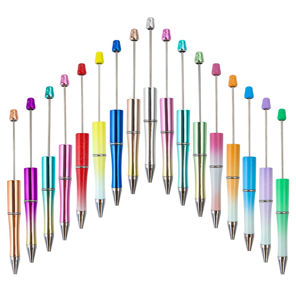 Hot Sale Personalized Ballpoint DIY Pens Manufacturers Ball Point Pens Add A Top Pink Glitter Beaded Plastic Pens