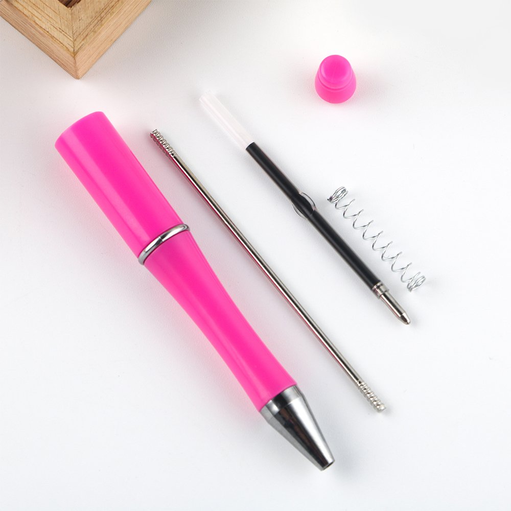 Hot Sale Personalized Ballpoint DIY Pens Manufacturers Ball Point Pens Add A Top Pink Glitter Beaded Plastic Pens