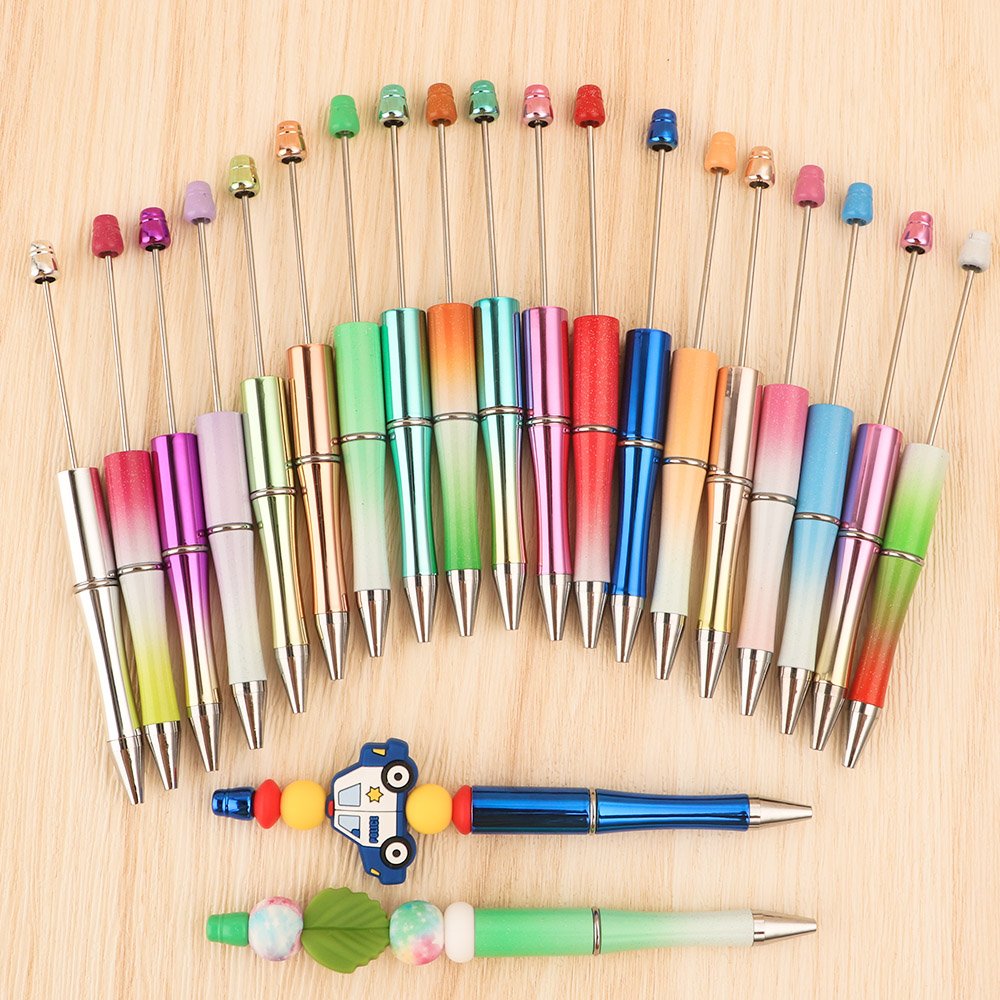 Hot Sale Personalized Ballpoint DIY Pens Manufacturers Ball Point Pens Add A Top Pink Glitter Beaded Plastic Pens