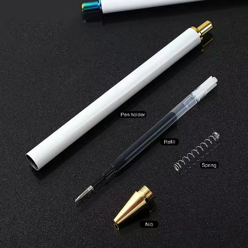 2024 Luxury Custom Logo Blank White Sublimation Bullet Oil Gel Ink Stainless Steel Retractable Gel Business Novelty DIY Gifts
