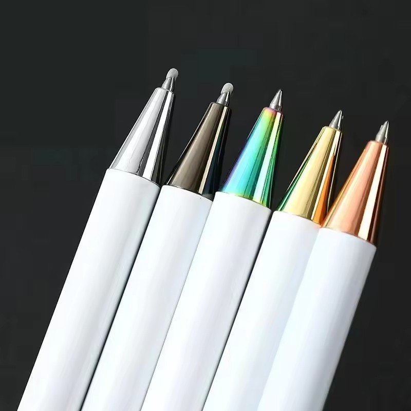 2024 Luxury Custom Logo Blank White Sublimation Bullet Oil Gel Ink Stainless Steel Retractable Gel Business Novelty DIY Gifts