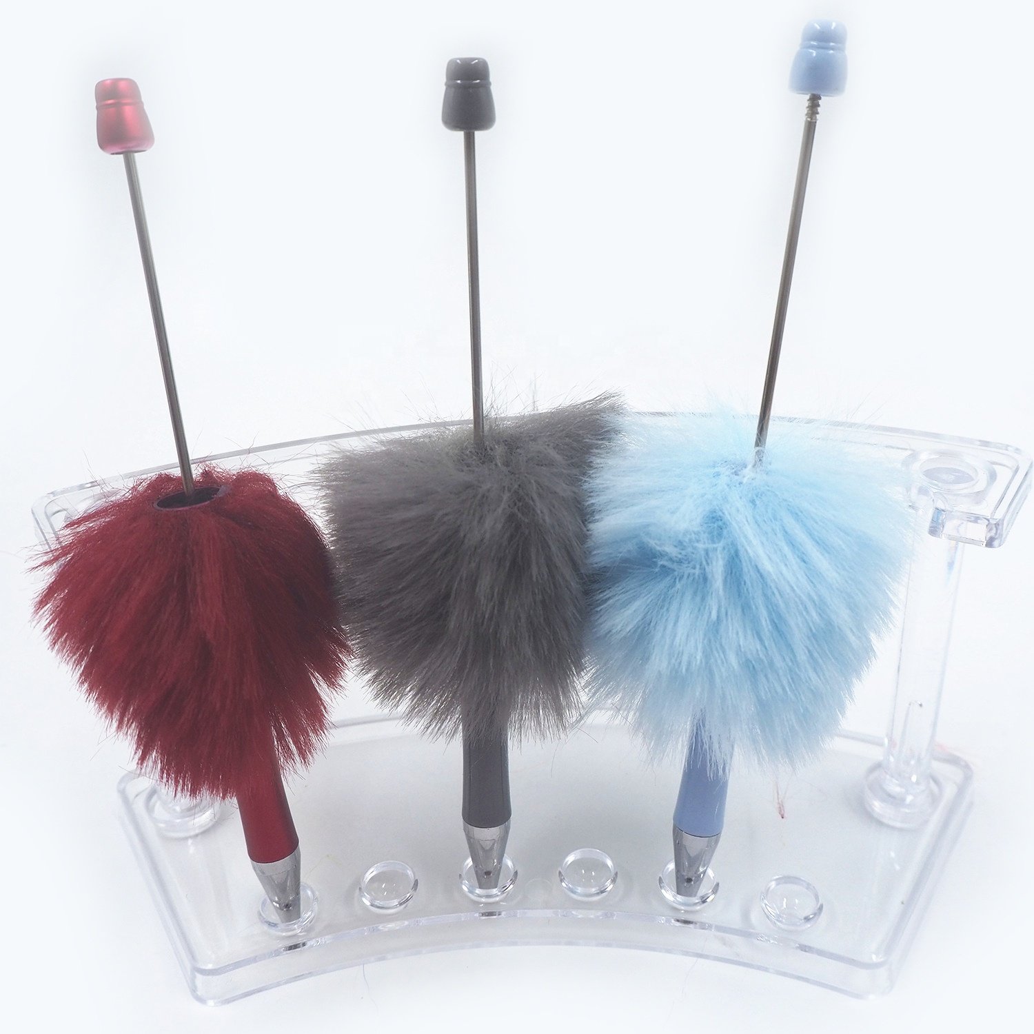 New Fashion Children's Stationery Festival Gift Colorful Creative Plush DIY Bead Pens Black Ink Ballpoint Fluffy Pen
