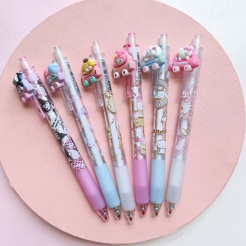 6pcs /lot cute kawaii cartoon Press Gel Pen 0.5mm Black Rollerball Writing Stationery