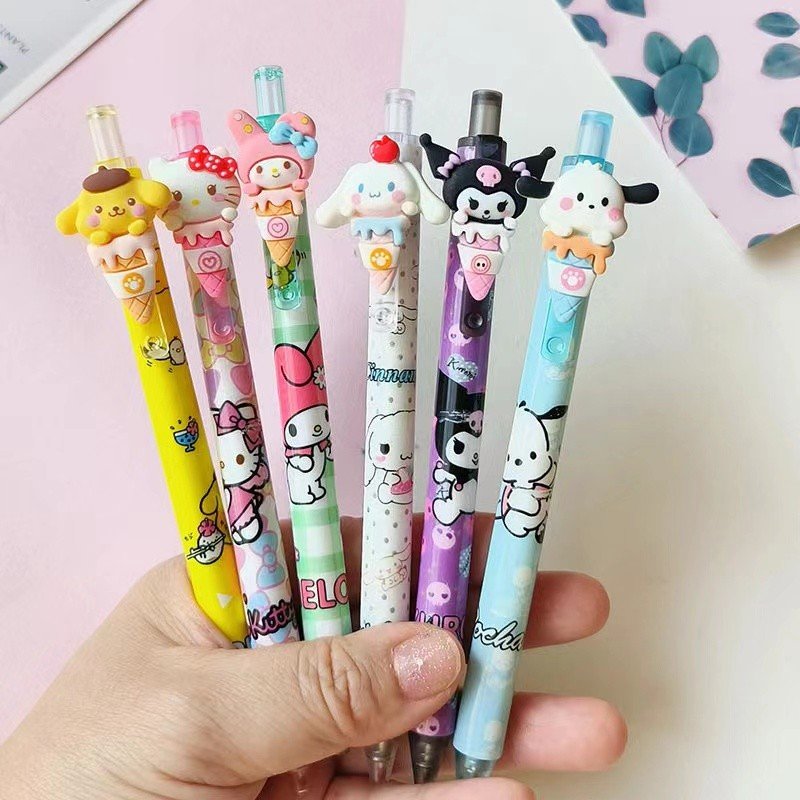 6pcs /lot cute kawaii cartoon Press Gel Pen 0.5mm Black Rollerball Writing Stationery