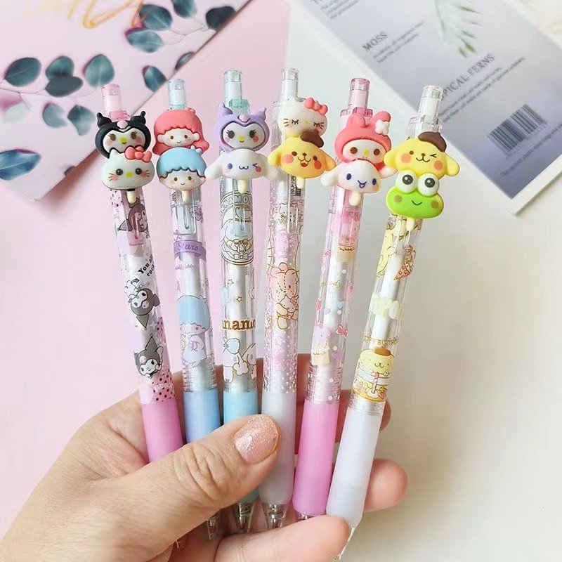 6pcs /lot cute kawaii cartoon Press Gel Pen 0.5mm Black Rollerball Writing Stationery