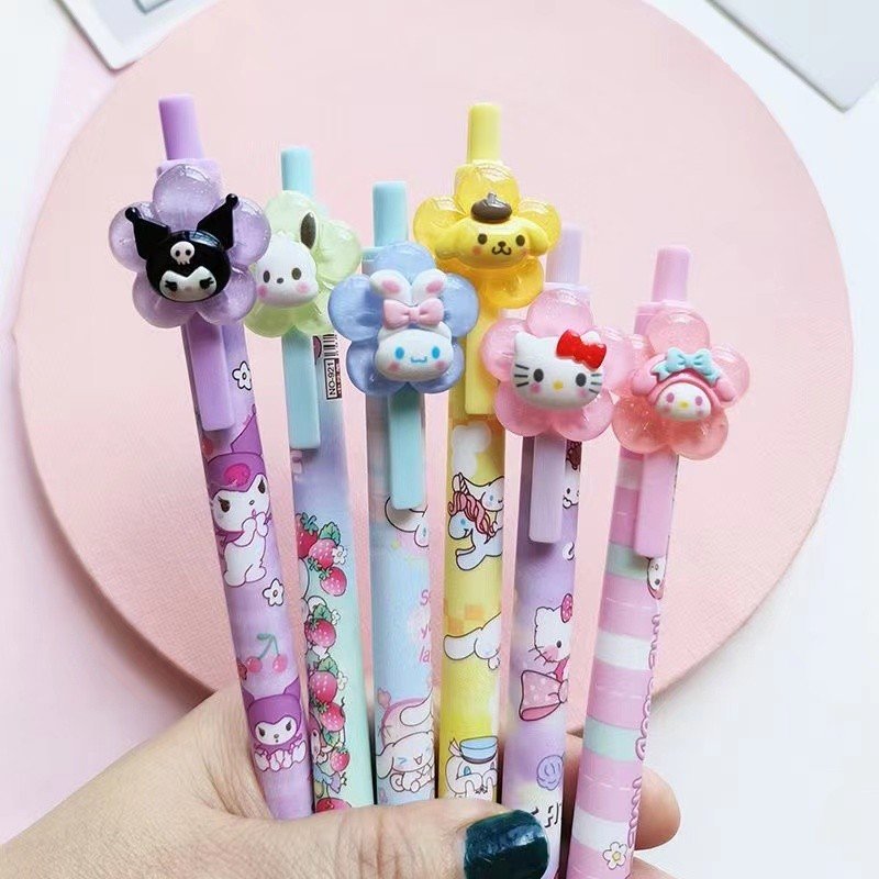6pcs /lot cute kawaii cartoon Press Gel Pen 0.5mm Black Rollerball Writing Stationery