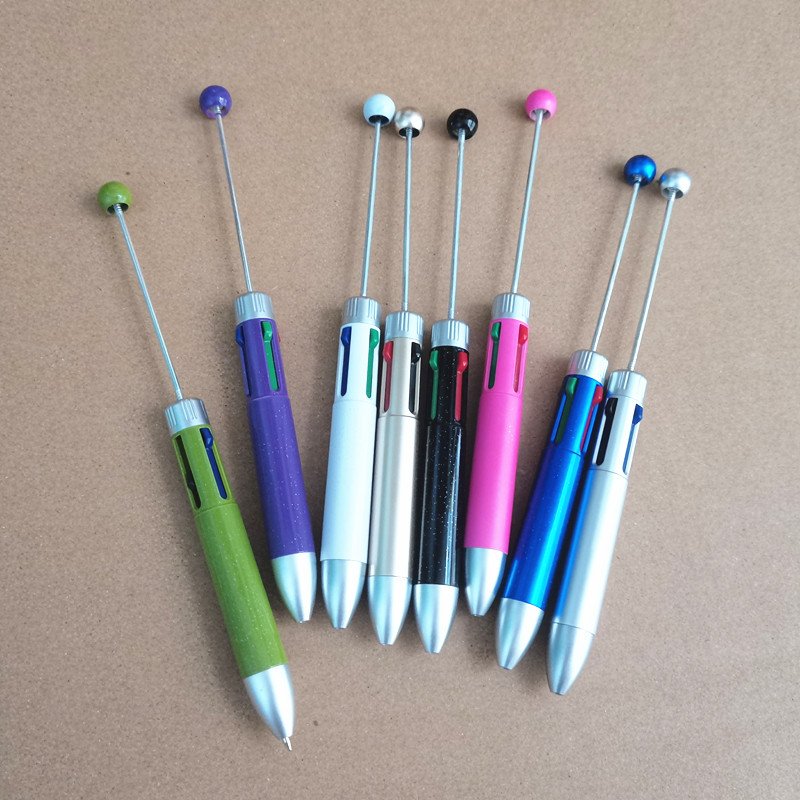 4 In 1 Multi DIY Four Color Bead Pen Add a Bead Pens Creative Novelty Jewelry Cute Transparent Ball Pen