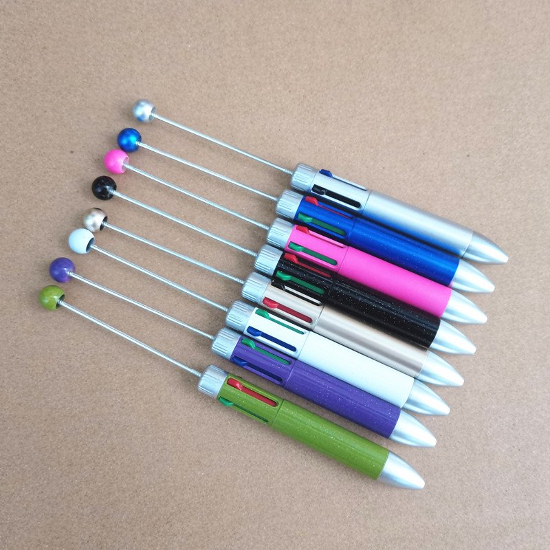 4 In 1 Multi DIY Four Color Bead Pen Add a Bead Pens Creative Novelty Jewelry Cute Transparent Ball Pen