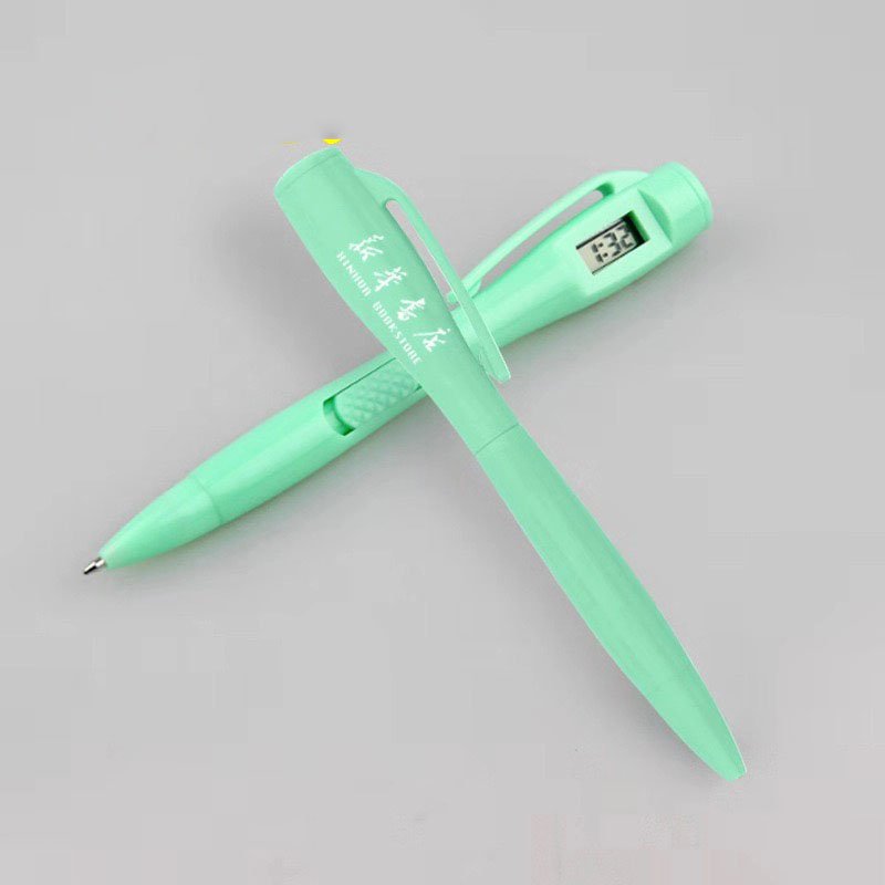 Custom Cheap Promotional Digital Clock Pen Plastic Ball Pen With Watch