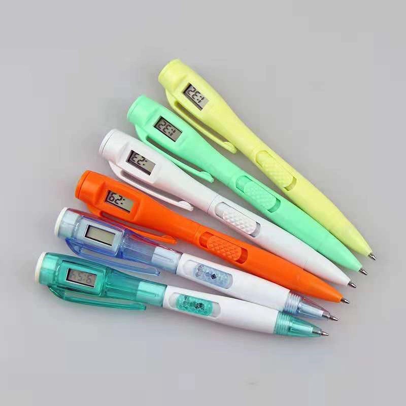 Custom Cheap Promotional Digital Clock Pen Plastic Ball Pen With Watch