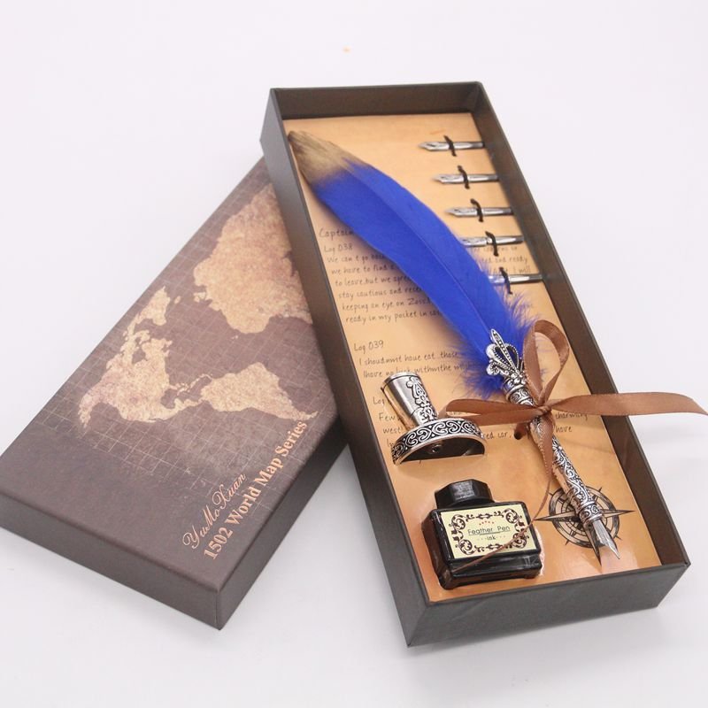 New design luxury feather high quality Dip Pen Set with ink