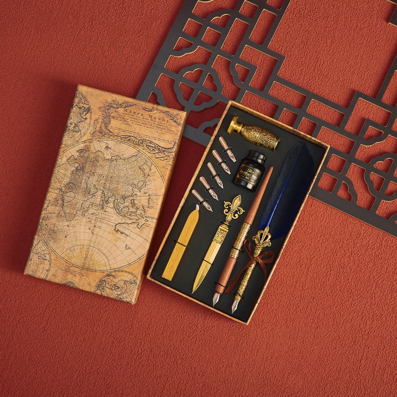 New design luxury feather high quality Dip Pen Set with ink