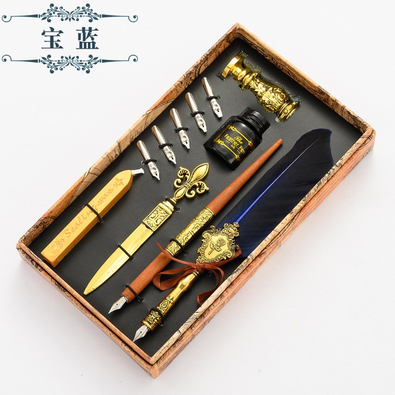 New design luxury feather high quality Dip Pen Set with ink
