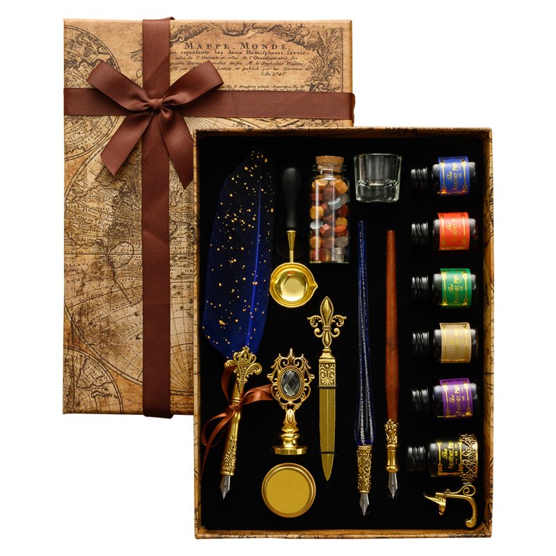 New design luxury feather high quality Dip Pen Set with ink