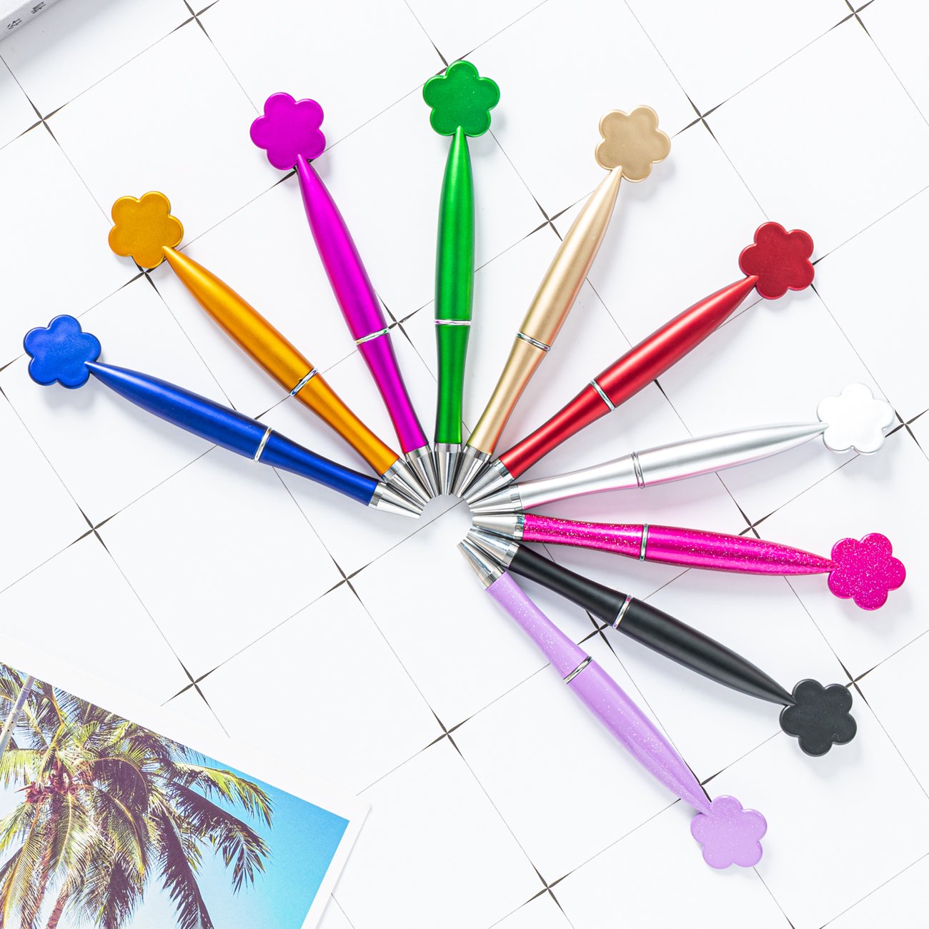 Colorful Flower Shape Plastic Ballpoint Pens Cute Stationery with Custom Logo